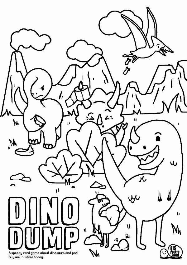 Dino Dump Colouring Sheet